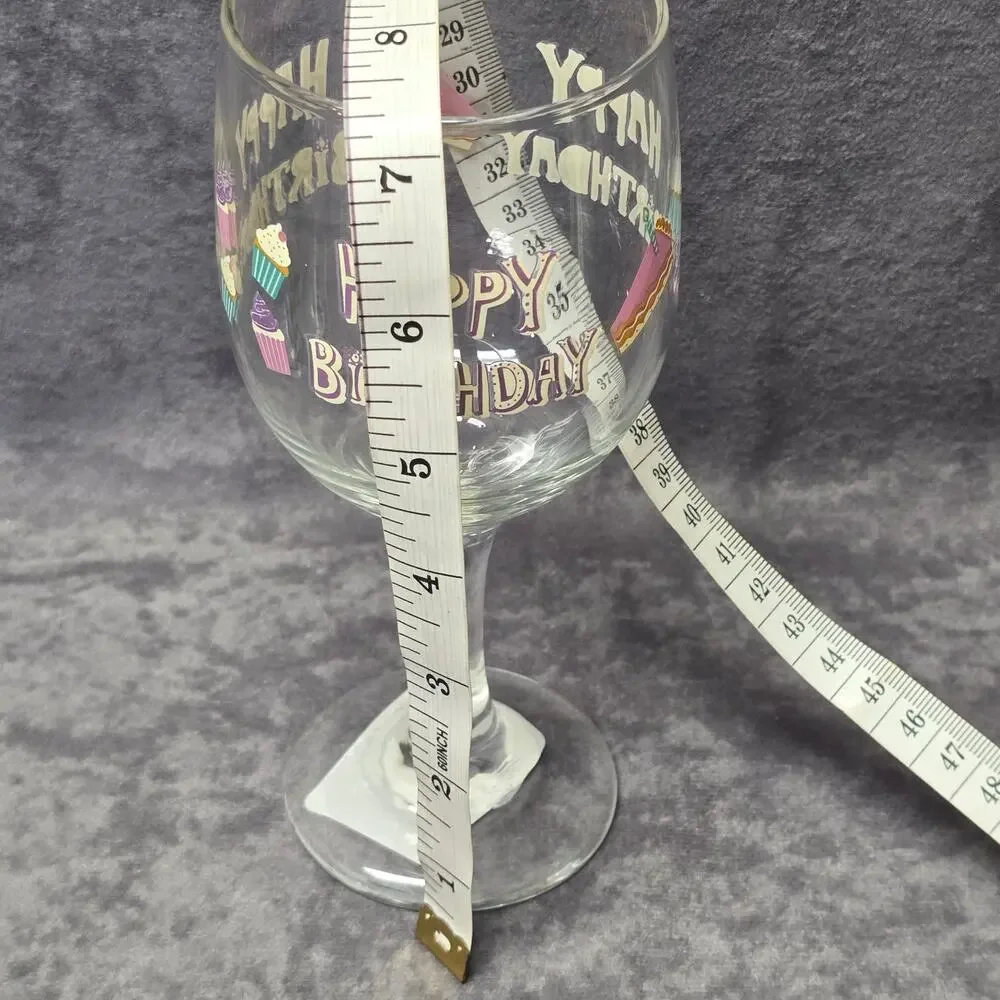 Happy Birthday Cupcakes & Cake Slices Print Wine Glass Gift Celebrate Drink Cup